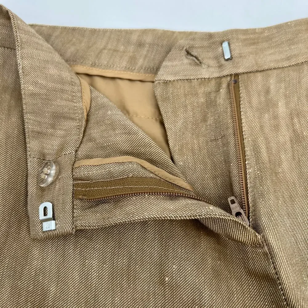 INC International Watermill Linen Silk Trouser Pants Womens 12 Petite Brown Wide - Picture 5 of 12